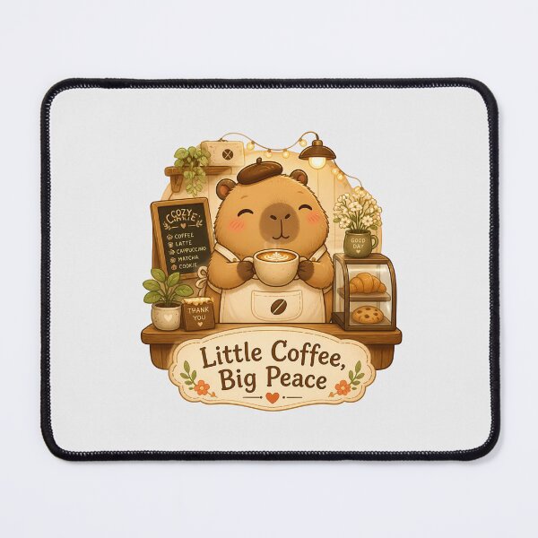 Item preview, Cute Capybara Coffee Sticker - Little Coffee Big Peace, Kawaii Animal Cafe Design, Cozy Coffee Lover Gift designed and sold by VectorJoy.