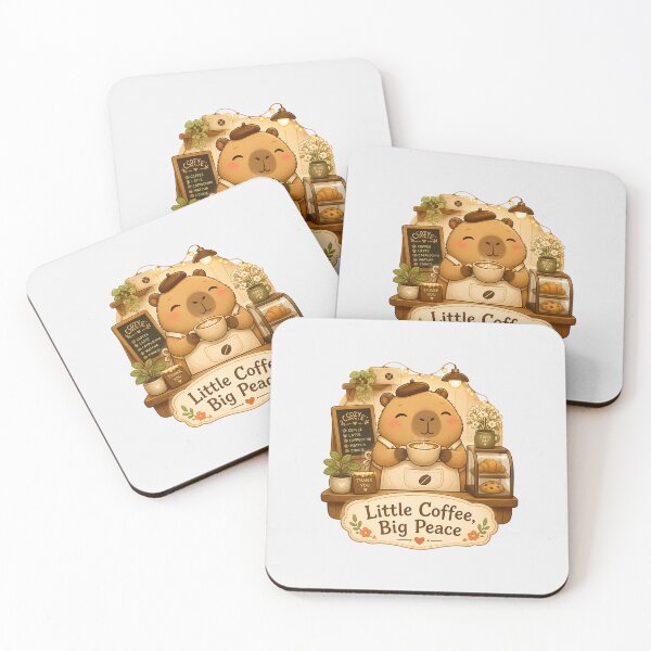 Item preview, Cute Capybara Coffee Sticker - Little Coffee Big Peace, Kawaii Animal Cafe Design, Cozy Coffee Lover Gift designed and sold by VectorJoy.