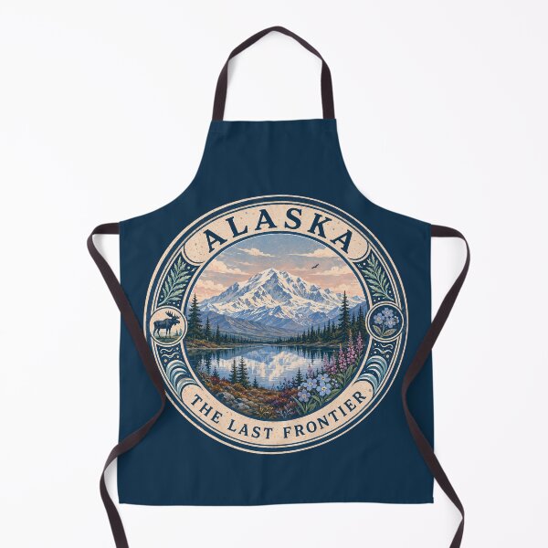 Item preview, Alaska Landscape Illustration Travel Art Badge designed and sold by KrisSidDesigns.