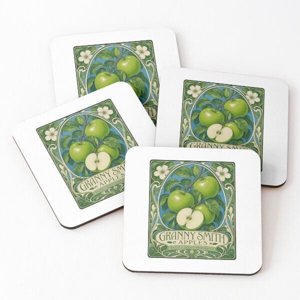 Item preview, Art Nouveau Granny Smith Apples Botanical Print designed and sold by AntiqueImages.