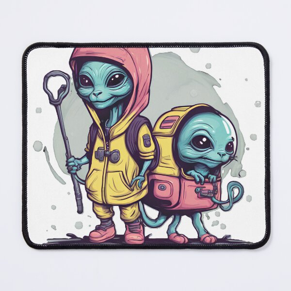 Item preview, Cute Alien Explorer Duo | Kawaii Sci-Fi Space Adventure Cartoon Art designed and sold by Santuário da Bicharada.