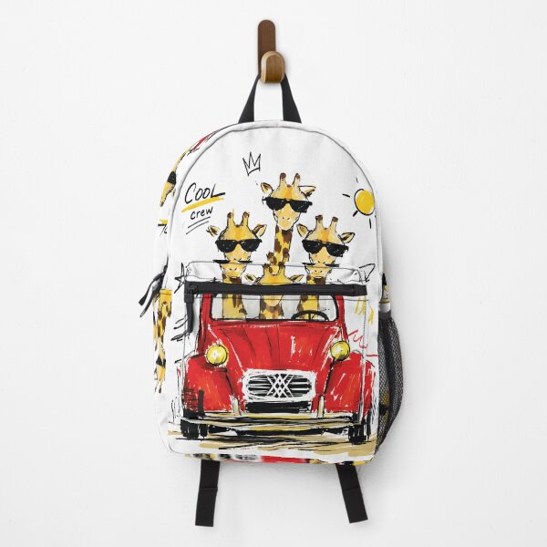 Item preview, Cool Crew Giraffes in Classic Red Car – Fun Hand-Drawn Animal Art designed and sold by RamyGallery.