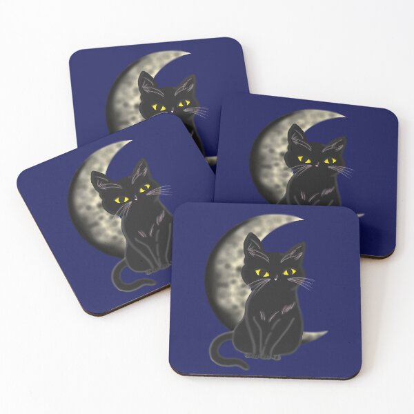 Item preview, Black Cat Under The Moon | Gothic Witchcore Sticker | Celestial Cat Art designed and sold by Marianarcezar.