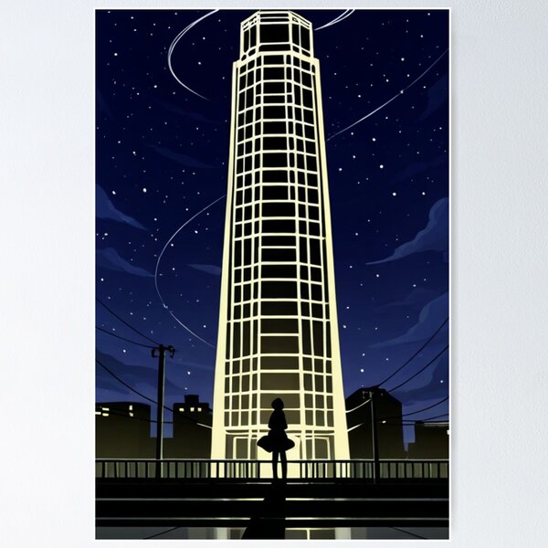 Item preview, Anime - Silhouette Bridge Night City Lights designed and sold by AnimeShin.