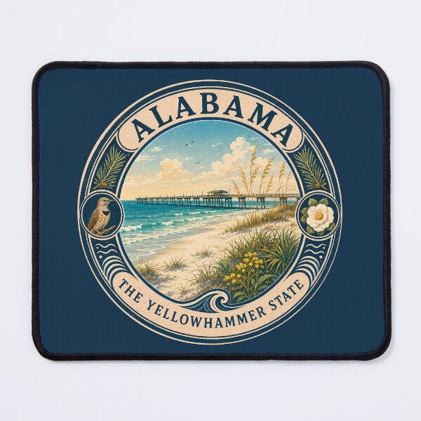 Item preview, Alabama Landscape Illustration Travel Art Badge designed and sold by KrisSidDesigns.