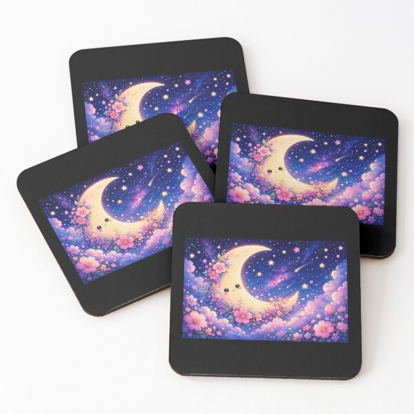 Item preview, Moon with kawaii flowers  designed and sold by LIMAO-BRAZIL.