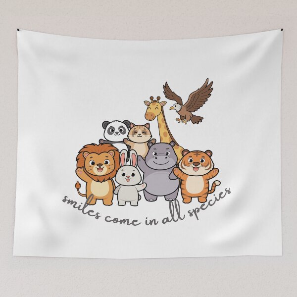 Item preview, Smiles Come in All Species — Cute Animal Group Cartoon Gift designed and sold by DonnaRaine.