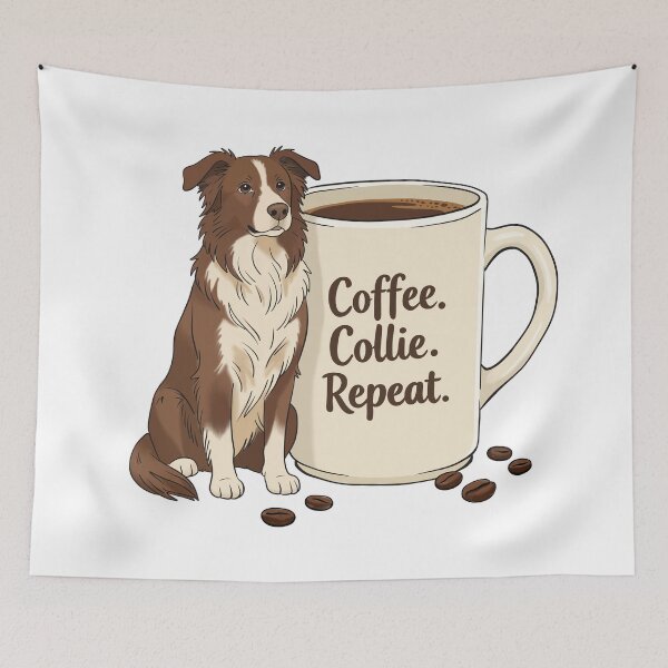 Item preview, Coffee Collie Repeat Dog Lover Design designed and sold by MJ ART.