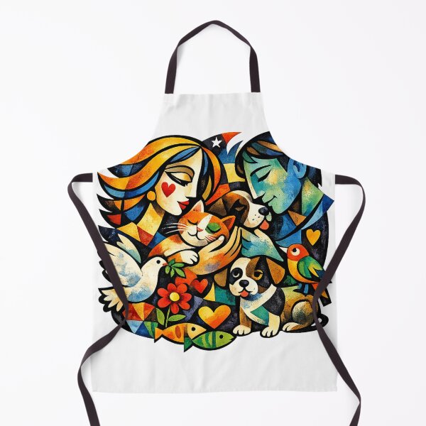 Item preview, Animal Lovers Cubist Art | Colorful Pet Family with Cat, Dog, Birds & Nature designed and sold by Santuário da Bicharada.
