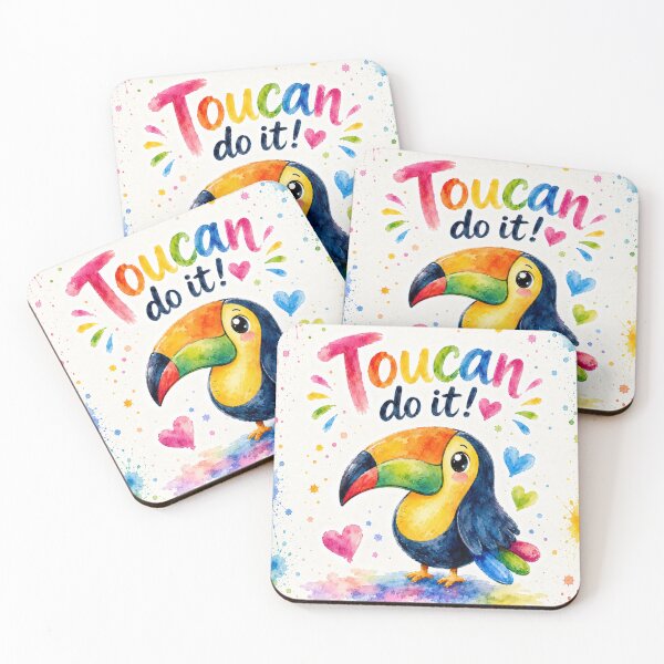 Item preview, Toucan Do It! – Cute Rainbow Toucan Watercolor Illustration designed and sold by LittleGinnyArt.