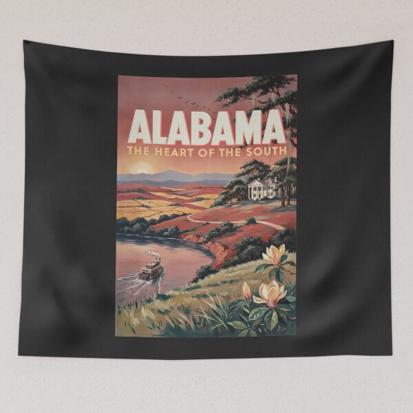 Item preview, Alabama River Boat Illustration Travel Art Vintage designed and sold by KrisSidDesigns.