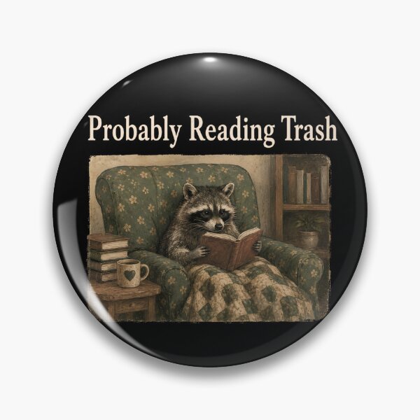 Item preview, Probably Reading Trash Raccoon Cozy Reader Literary Humor Cottagecore Book Lover designed and sold by VGAfanatic.