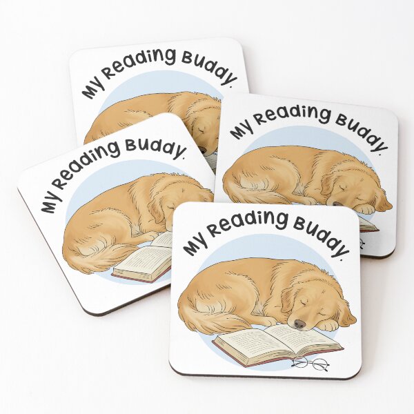 Item preview, Golden Retriever Reading Buddy Illustration designed and sold by MJ ART.