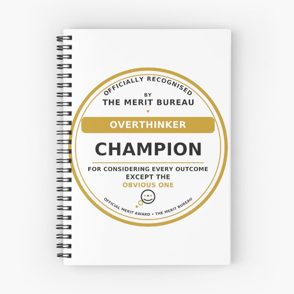 Item preview, Overthinker Gift | Funny Overthinking Champion Award for Friend designed and sold by TheMeritBureau.