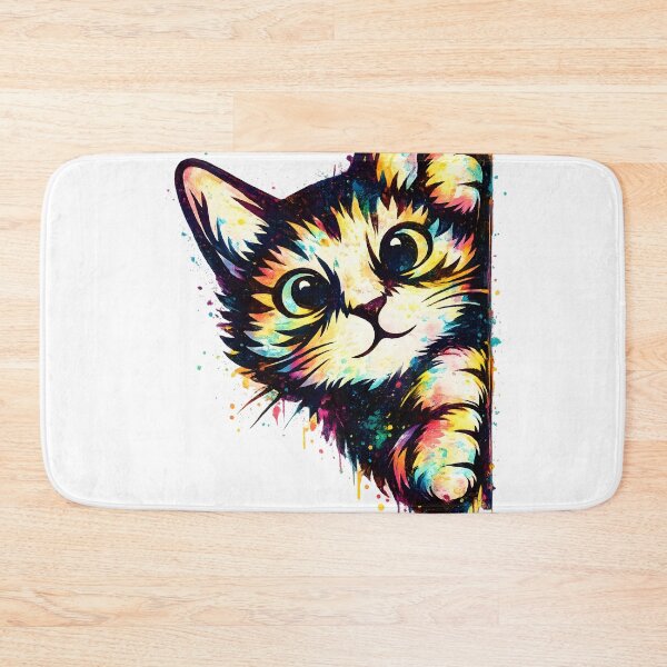 Item preview, Cute Peekaboo Kitten Watercolor | Colorful Cat Splash Art for Cat Lovers designed and sold by Santuário da Bicharada.