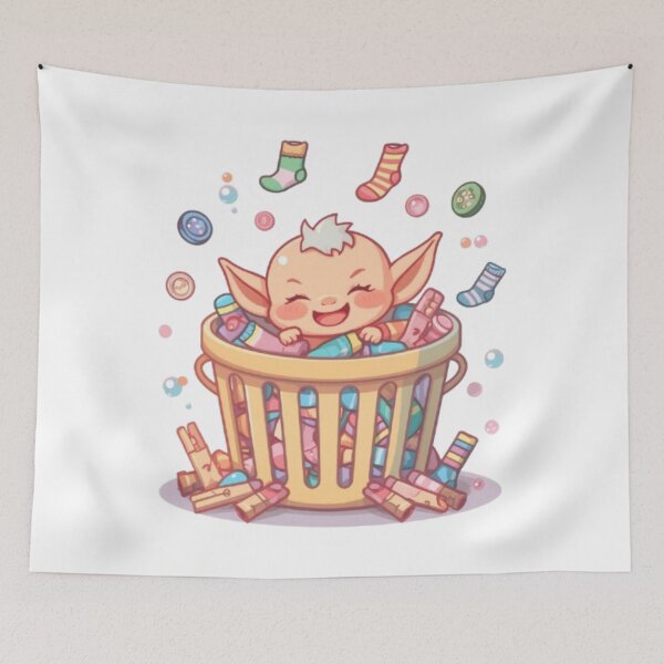 Item preview, Cute Lost Sock Goblin | Funny Laundry Room Creature Sticker designed and sold by Stylestickers55.