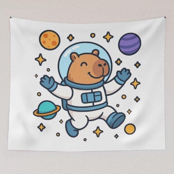 Item preview, Happy capybara floating in the space designed and sold by BioFaStore.