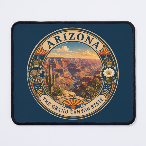 Item preview, Arizona Landscape Illustration Travel Art Badge designed and sold by KrisSidDesigns.