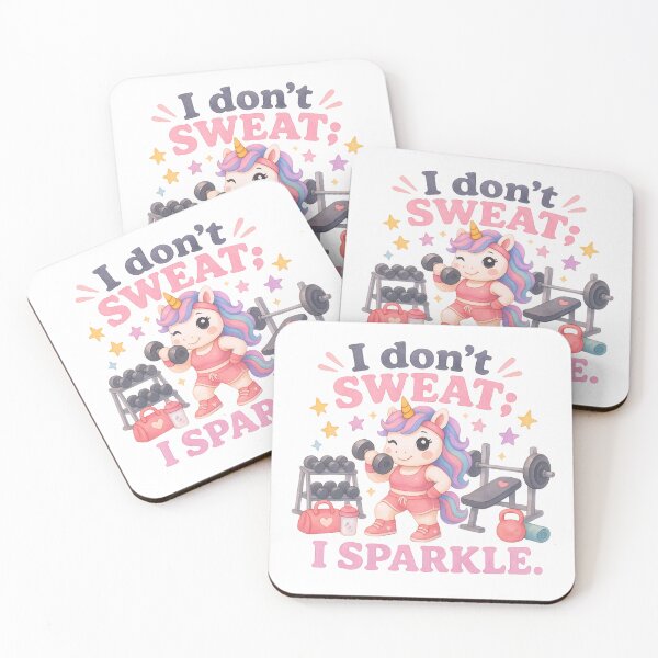 Item preview, I Don't Sweat; I Sparkle – Cute Kawaii Gym Unicorn Workout Motivation designed and sold by p-frosty-design.