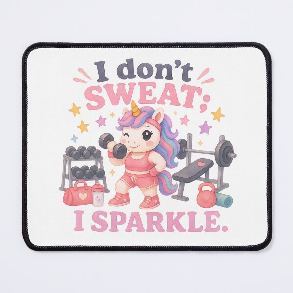 Item preview, I Don't Sweat; I Sparkle – Cute Kawaii Gym Unicorn Workout Motivation designed and sold by p-frosty-design.