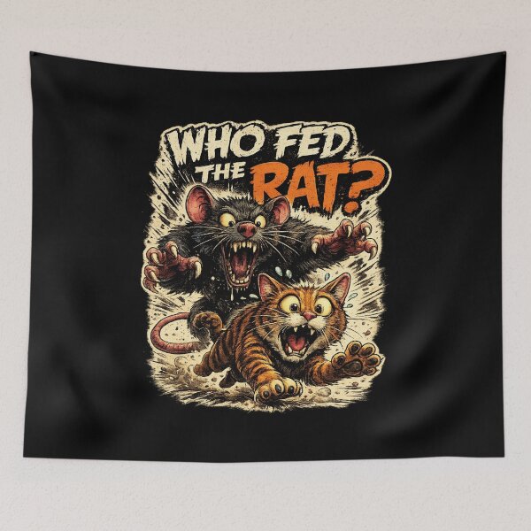 Item preview, Who fed the rat? - Funny cat & rat comic designed and sold by thirtyonestars.