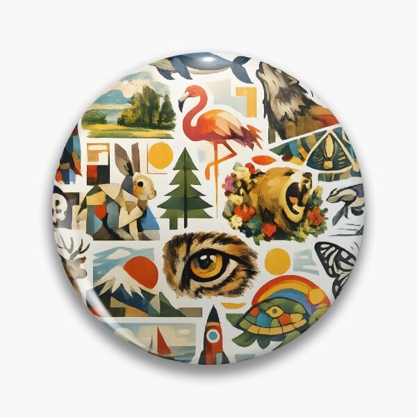 Item preview, Wildlife Nature Collage | Colorful Animal Mosaic with Forest, Ocean & Adventure Art designed and sold by Santuário da Bicharada.