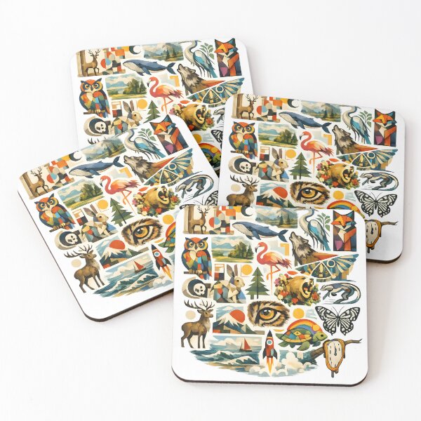 Item preview, Wildlife Nature Collage | Colorful Animal Mosaic with Forest, Ocean & Adventure Art designed and sold by Santuário da Bicharada.