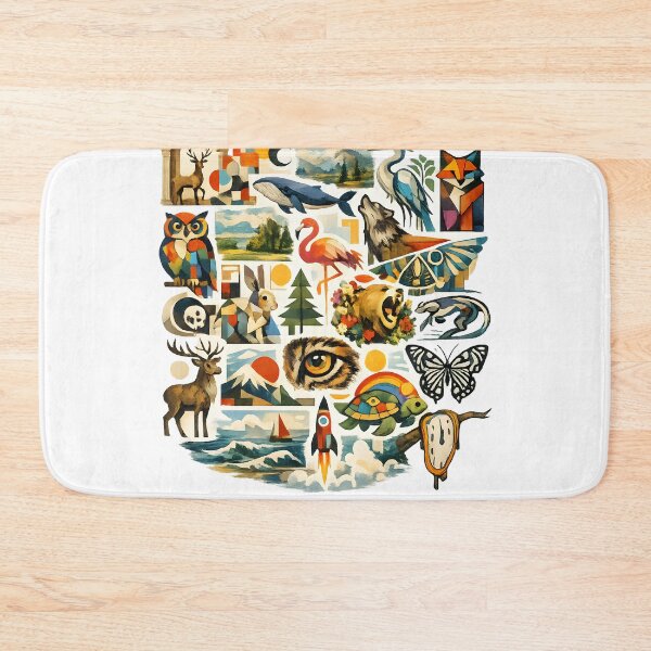 Item preview, Wildlife Nature Collage | Colorful Animal Mosaic with Forest, Ocean & Adventure Art designed and sold by Santuário da Bicharada.