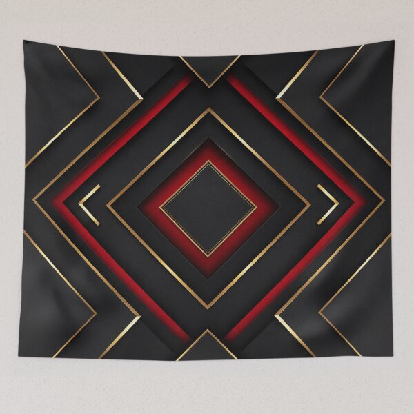 Item preview, Luxury Black Red and Gold Geometric Abstract Design designed and sold by Bellassi.