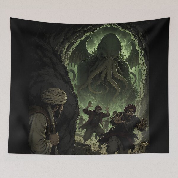 Item preview, Ali Baba Opens the Wrong Cave | Cthulhu Lovecraft Crossover Gothic Horror Illustration designed and sold by Extravanganzza.