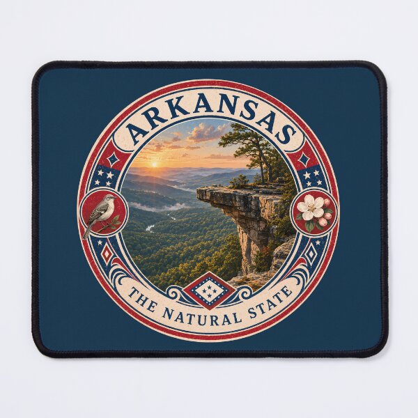 Item preview, Arkansas Landscape Illustration Travel Art Badge designed and sold by KrisSidDesigns.