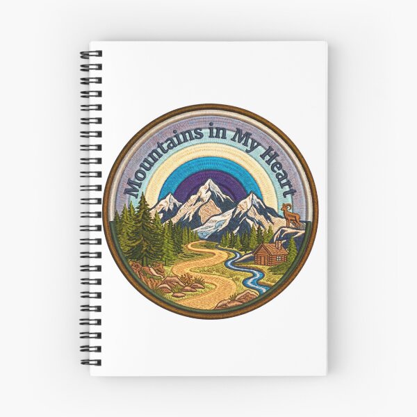 Item preview, Mountains in My Heart – Retro Mountain Adventure Badge designed and sold by GabeMountainArt.