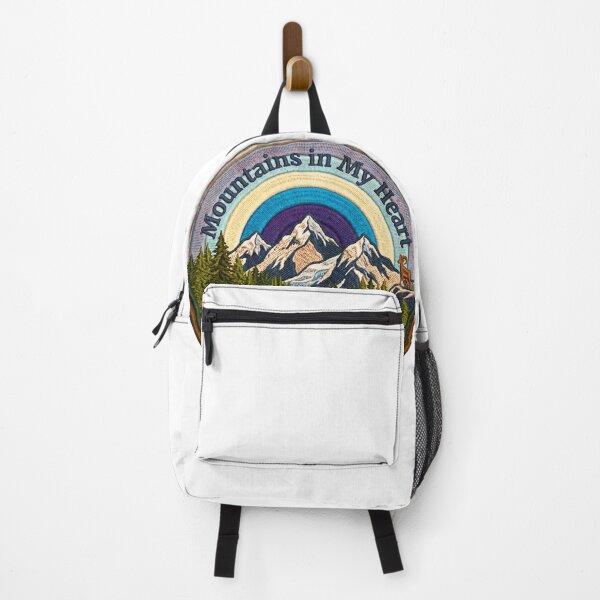 Item preview, Mountains in My Heart – Retro Mountain Adventure Badge designed and sold by GabeMountainArt.