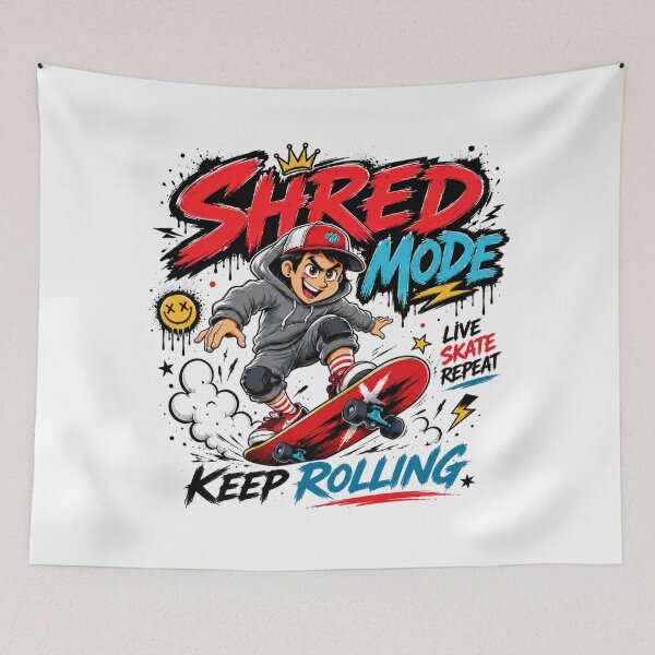 Item preview, Shred Mode Keep Rolling | Graffiti Skateboard Streetwear Cartoon T-Shirt designed and sold by ZafTeez.