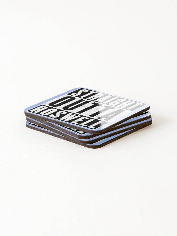 Thumbnail 4 of 5, Coasters (Set of 4), STRAIGHT OUTTA ROSWELL Tee Design designed and sold by DigitalandPhoto.
