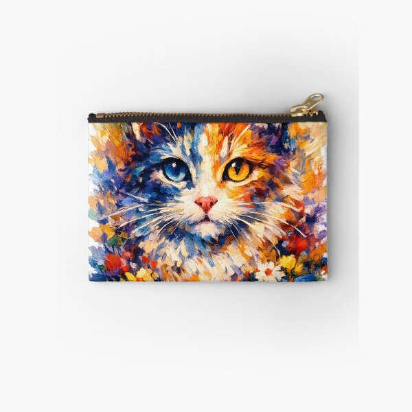 Item preview, Colorful Watercolor Kitten Portrait | Floral Cat Art for Cat Lovers designed and sold by Santuário da Bicharada.
