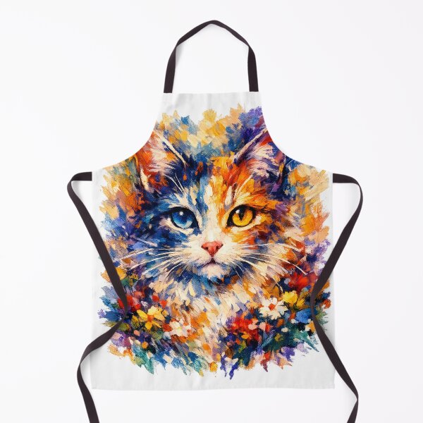 Item preview, Colorful Watercolor Kitten Portrait | Floral Cat Art for Cat Lovers designed and sold by Santuário da Bicharada.
