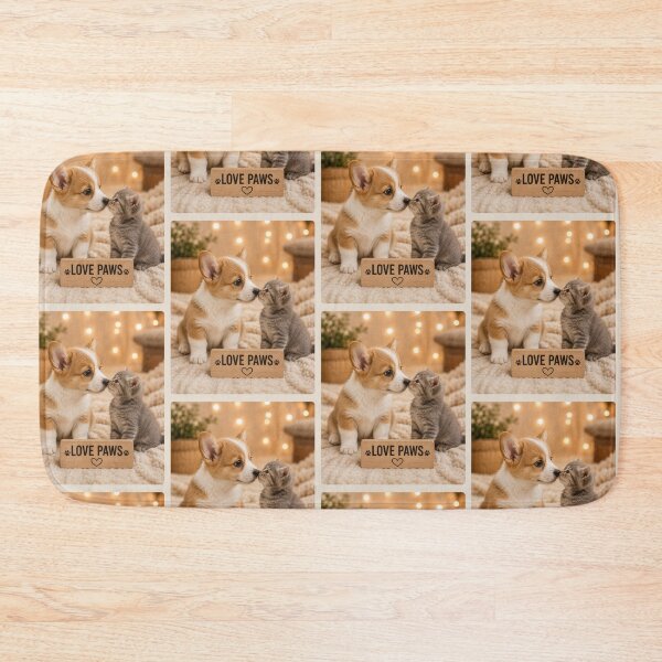 Item preview, Corgi Puppy and Kitten Love Paws designed and sold by BagFactoryUK.