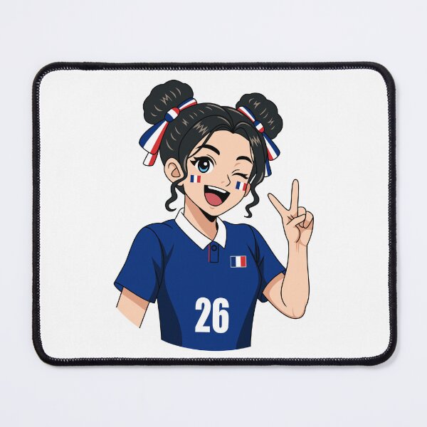 Item preview, Cute France Supporter Double Bun Anime Girl designed and sold by Anne97s.