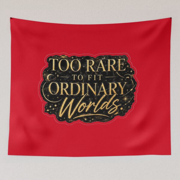Item preview, Too Rare To Fit Ordinary Worlds - Celestial Gold Quote Sticker designed and sold by Scro-Ciob-Shop.