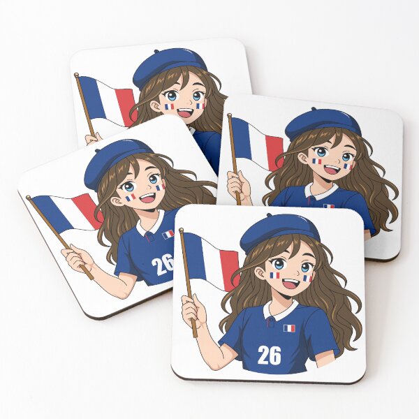Item preview, France Beret Girl Waving National Flag Anime designed and sold by Anne97s.
