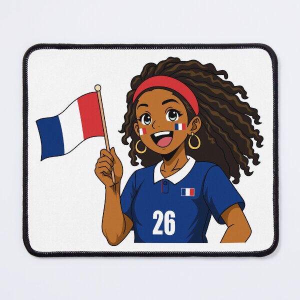 Item preview, France Flag Supporter Curly Hair Anime Girl designed and sold by Anne97s.