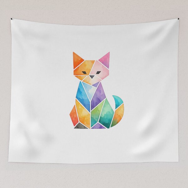 Item preview, Geometric Watercolor Fox | Colorful Polygon Animal Art for Nature Lovers designed and sold by Santuário da Bicharada.
