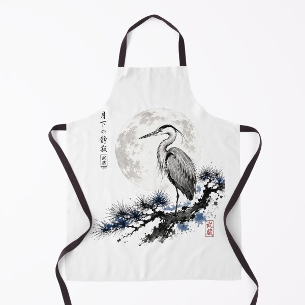 Item preview, Miyamoto Musashi Heron Under Moon Japanese Ukiyo-e Art designed and sold by CosmoMerchStore.