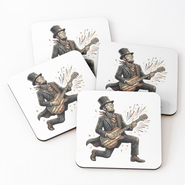 Item preview, Abraham Lincoln Playing Electric Guitar | Patriotic Rock Guitarist Vintage USA Independence Day Design designed and sold by FouChan.