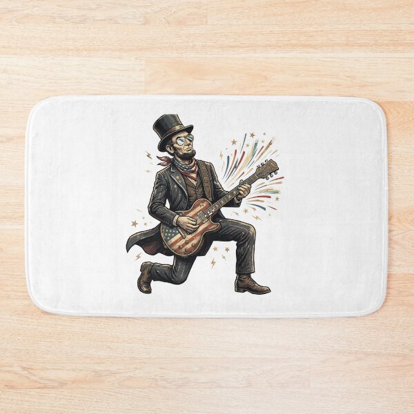 Item preview, Abraham Lincoln Playing Electric Guitar | Patriotic Rock Guitarist Vintage USA Independence Day Design designed and sold by FouChan.