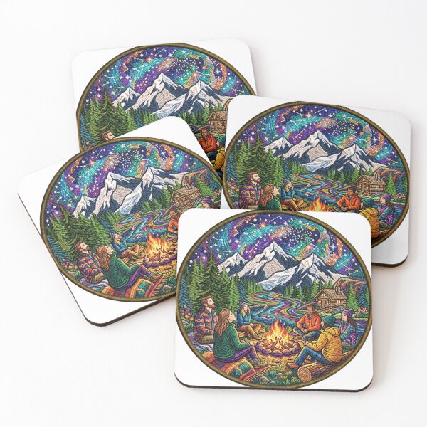 Item preview, Mountain Campfire Nights – Retro Outdoor Adventure Badge designed and sold by GabeMountainArt.