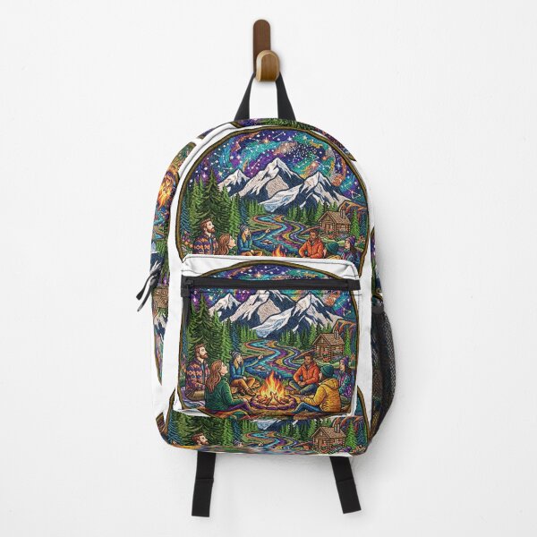 Item preview, Mountain Campfire Nights – Retro Outdoor Adventure Badge designed and sold by GabeMountainArt.