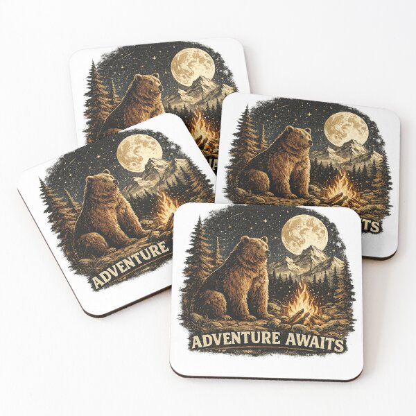 Item preview, Adventure Awaits Vintage Camping Bear designed and sold by DMQ-Designs.
