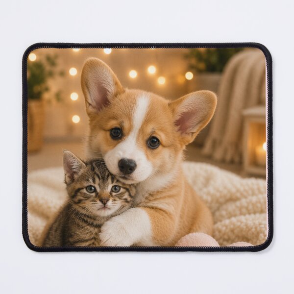 Item preview, Corgi Puppy Hugging Kitten Best Friends designed and sold by BagFactoryUK.